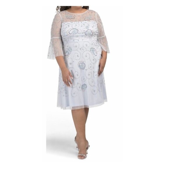 Adrianna Papell Serenity Blue Beaded Midi Dress New with Tags Size 22W NWT - Picture 9 of 12